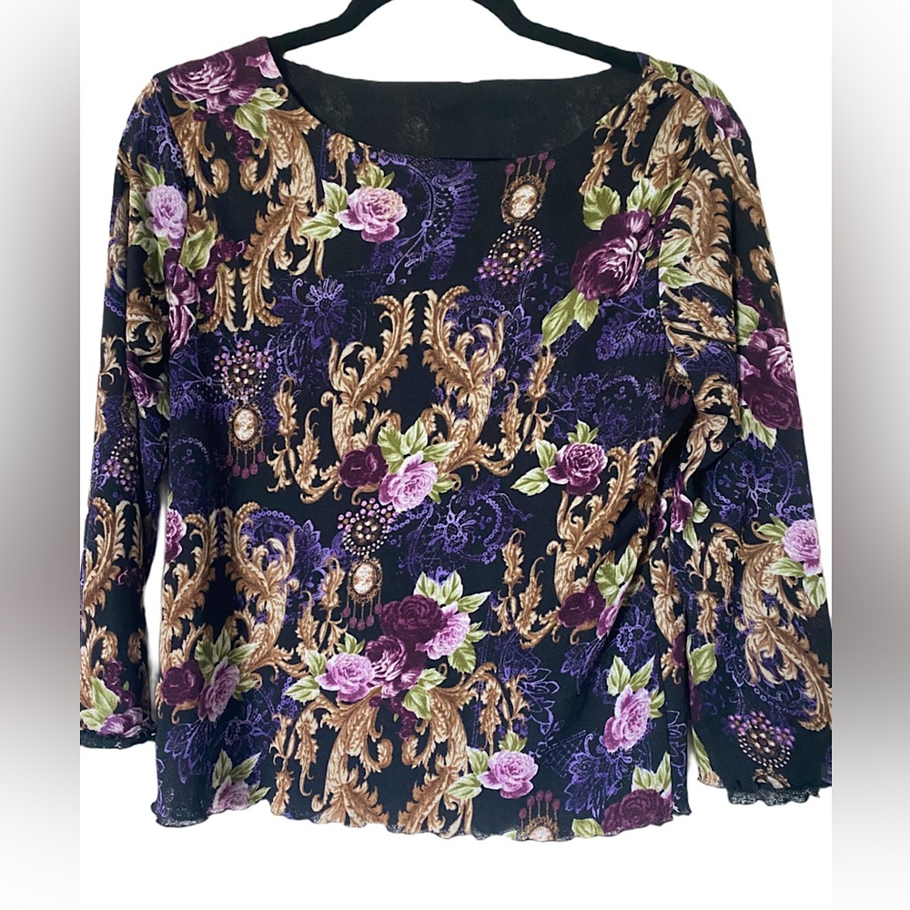 Y2k purple rose whimsigoth top
